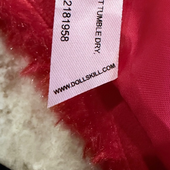 Sugar Thrillz Dolls Kill Red Faux Fur Cropped Jacket Heart Zipper AST20069 Small - Picture 7 of 10